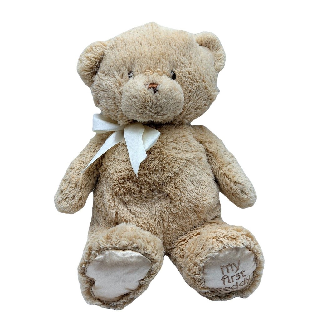 Baby Gund My First Teddy Bear Plush Tan Light Brown 15” Stuffed Animal Sewn Eyes